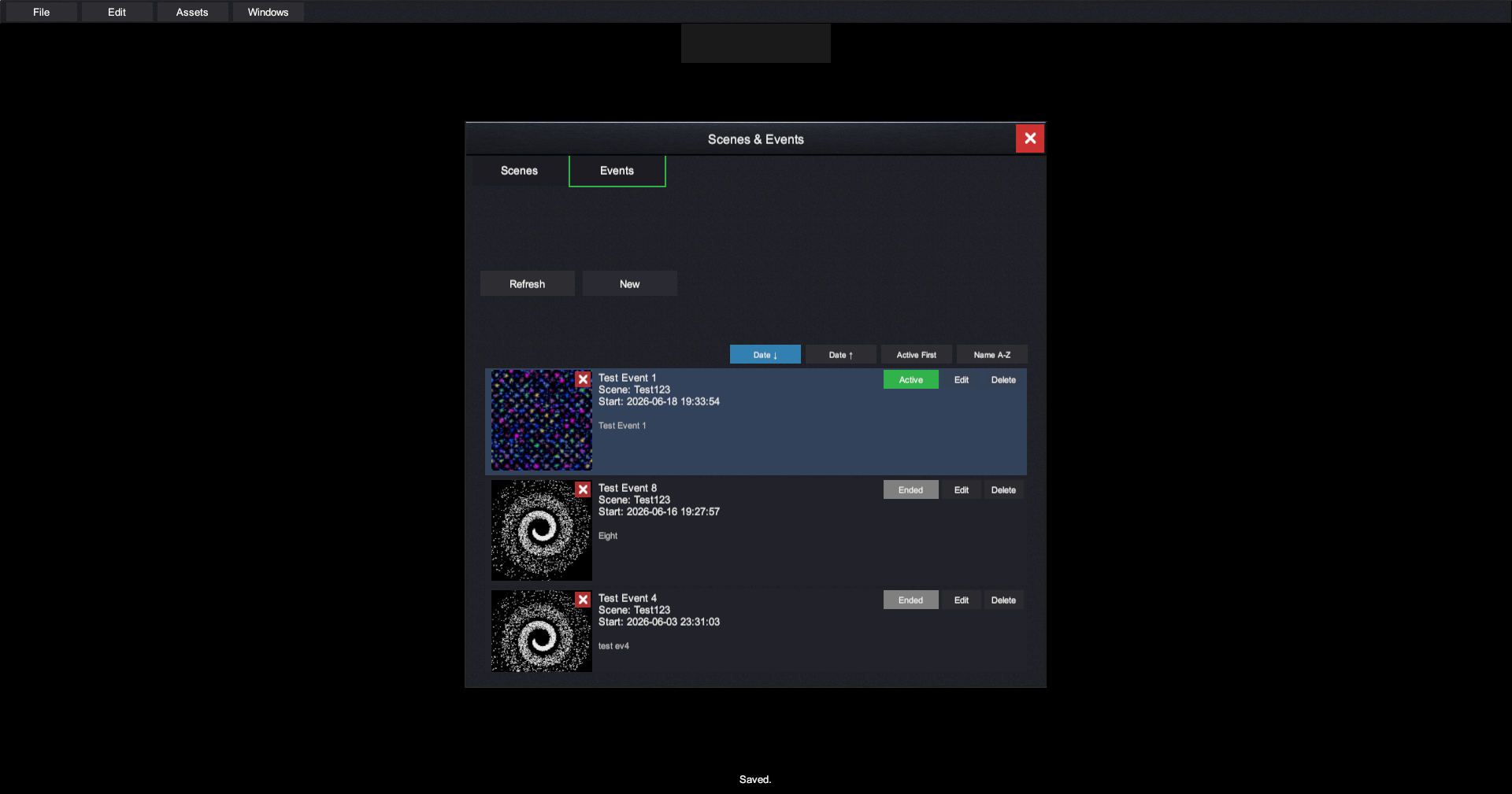 Create event from existing world screenshot placeholder